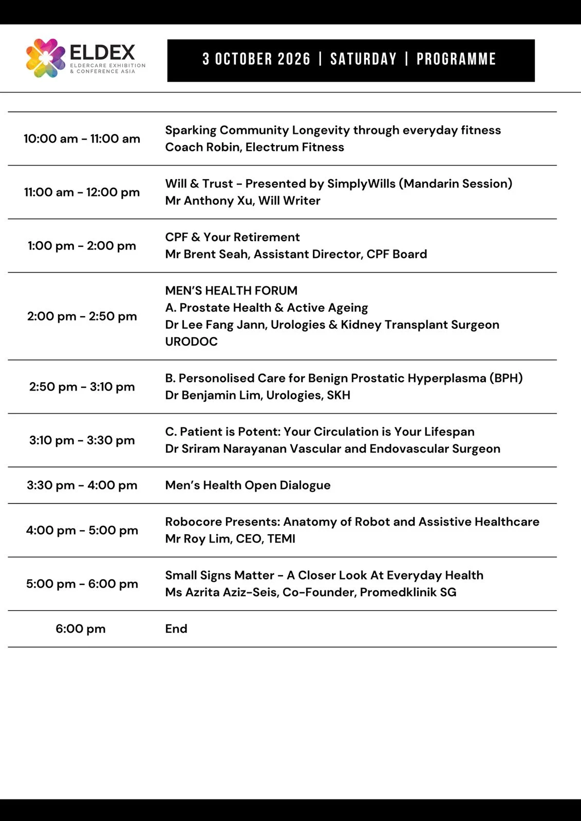 ELDEX Asia 2026 programme schedule