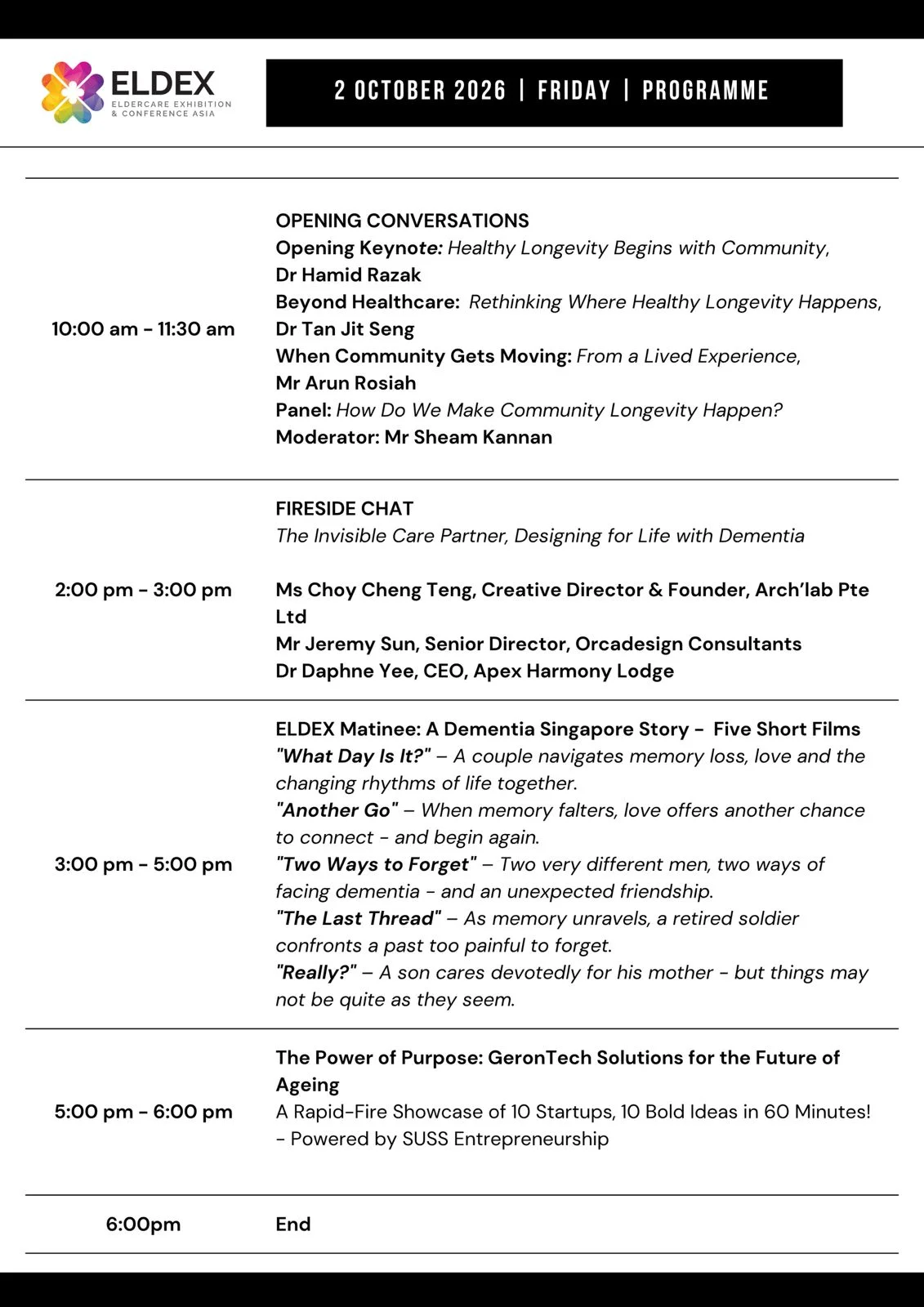 ELDEX Asia 2026 programme overview